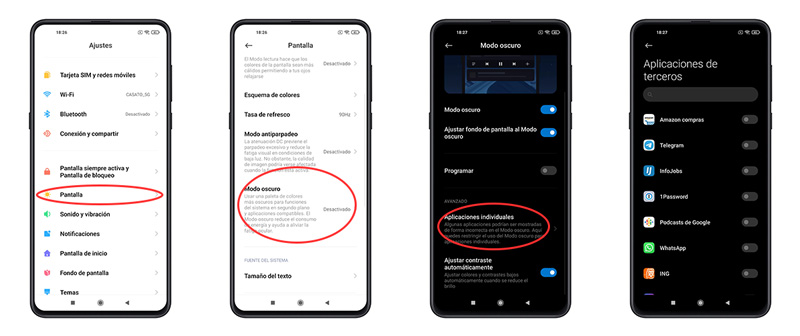 7 trucos ocultos de MIUI 12 que debes probar en tu móvil Xiaomi modo oscuro apps