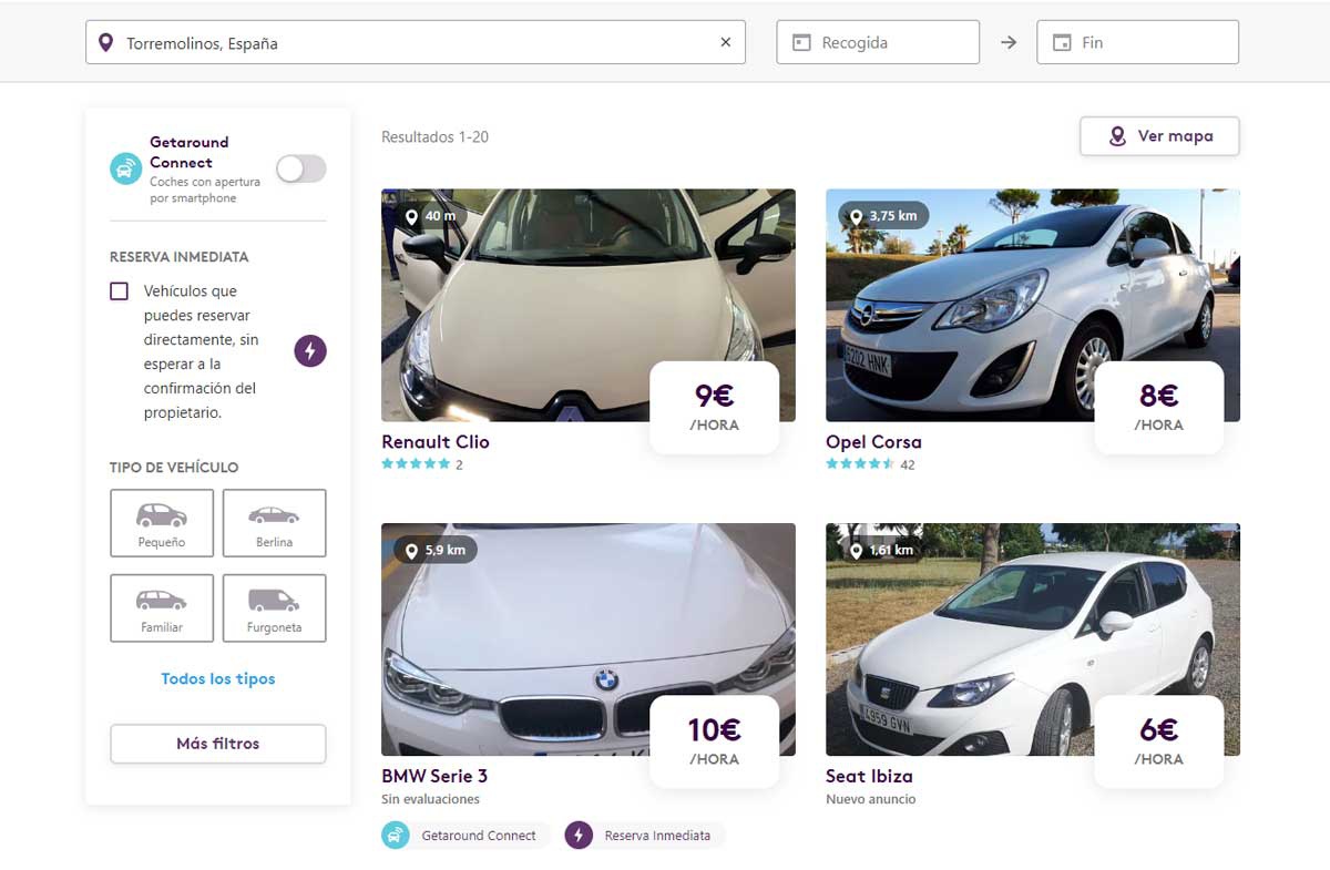 Alquiler de coches particulares Getaround