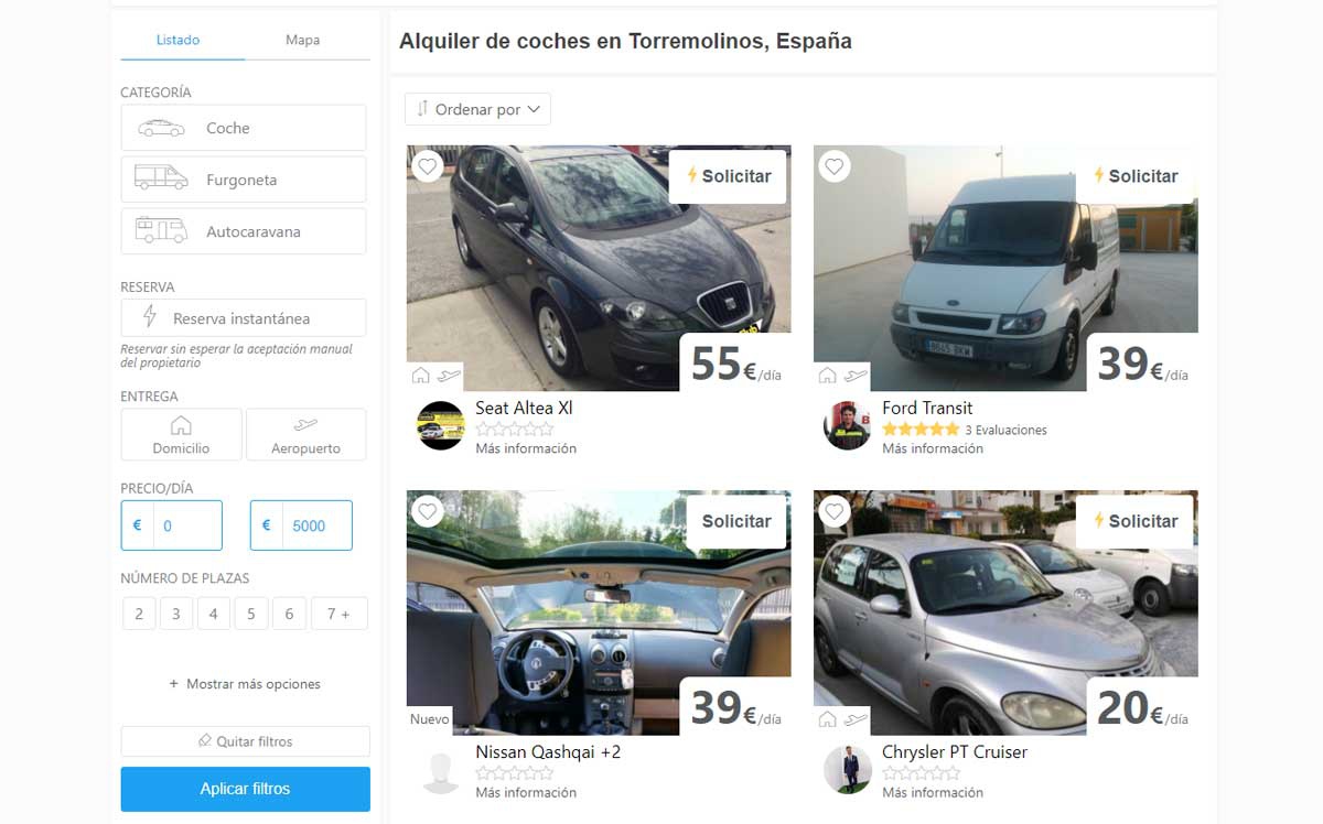 Alquiler de coches particulares Socialcar