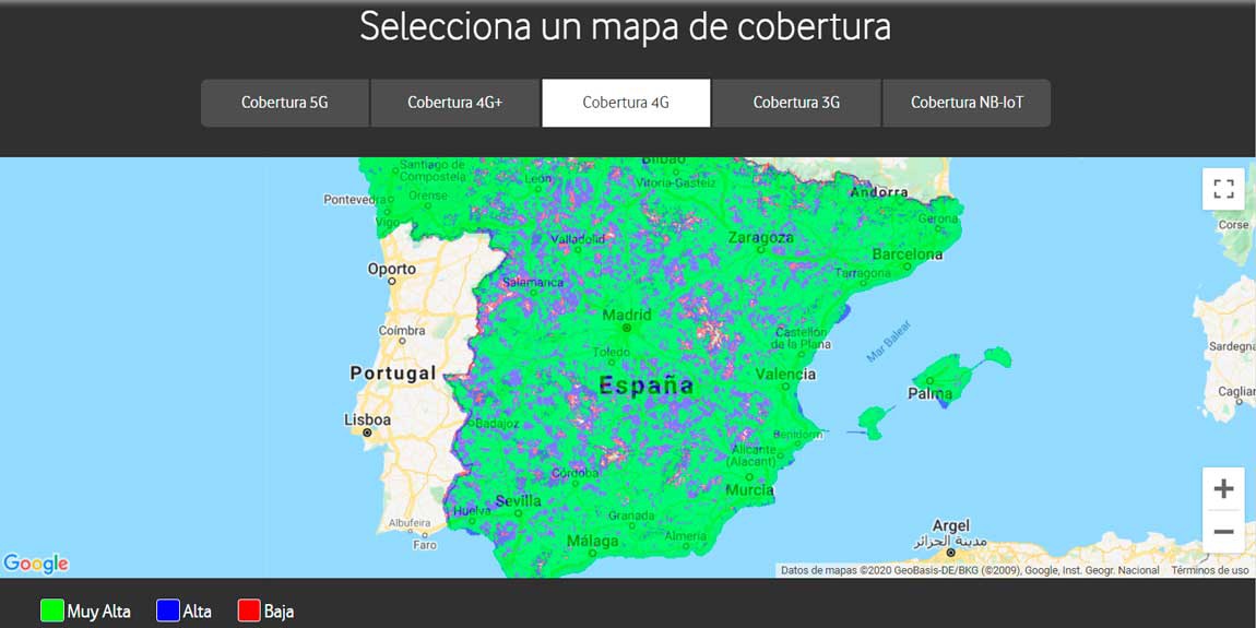 Mapa Vodafone