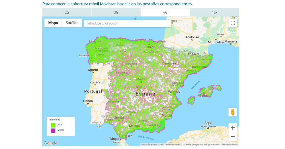 Mapa de cobertura de Movistar