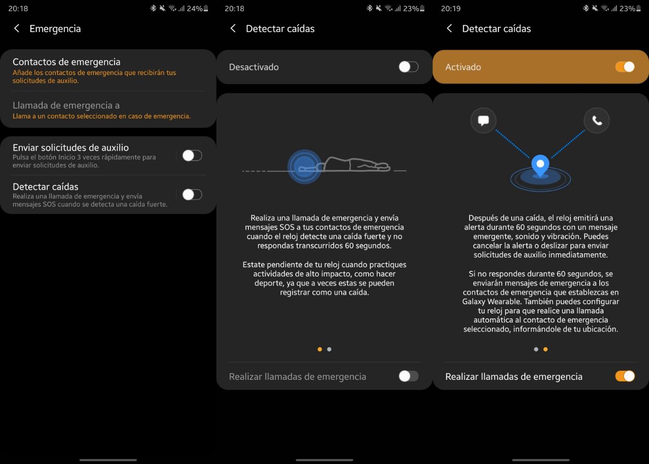 Samsung Galaxy watch 3 deteccion de caidas