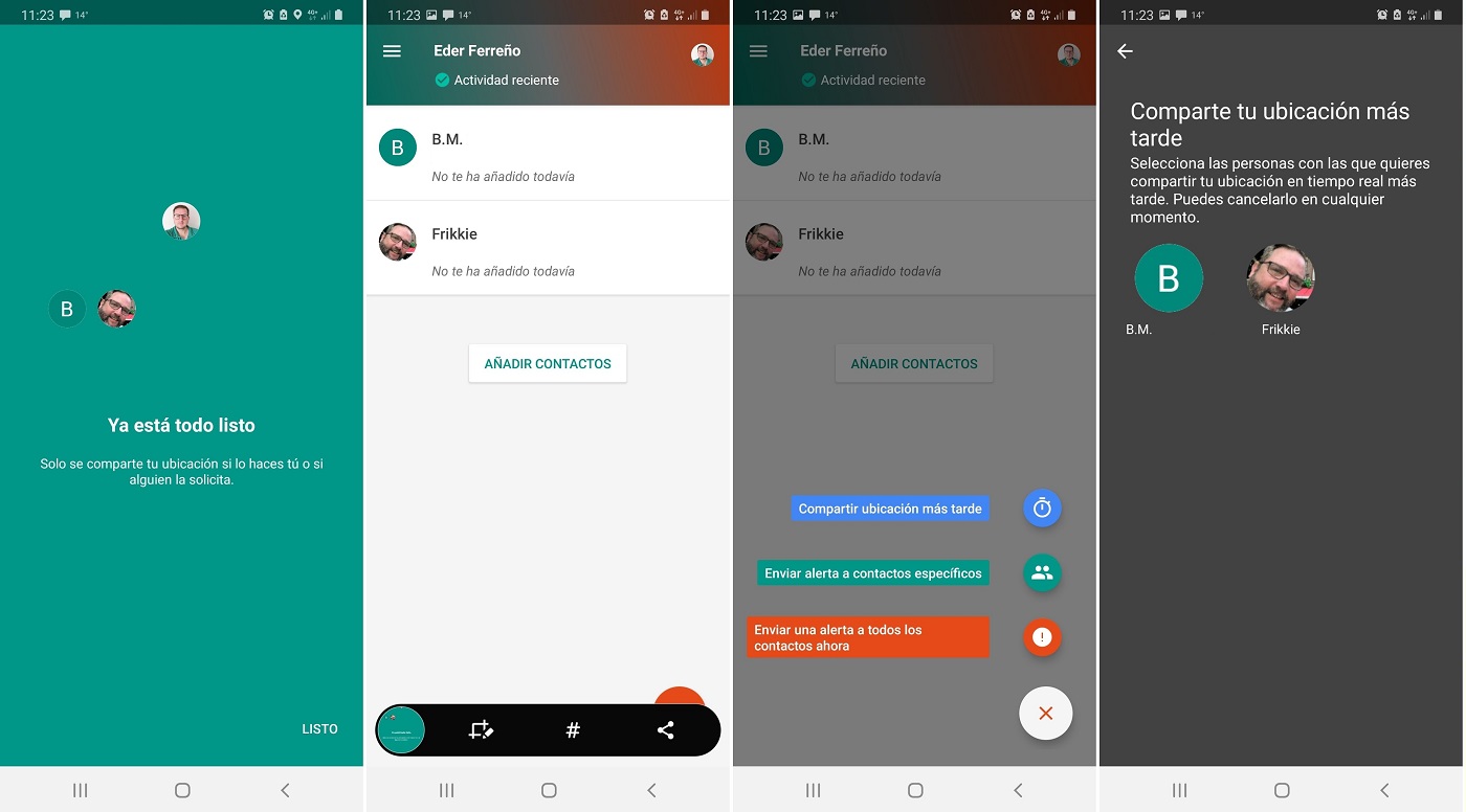 Contactos de emergencia compartir ubicacion