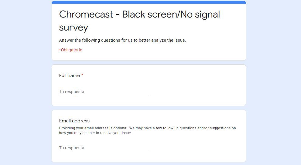 Encuesta de ayuda Chromecast