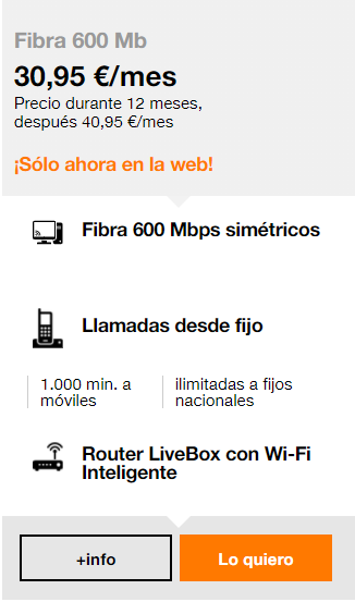 orange fibra 600 mbps oferta