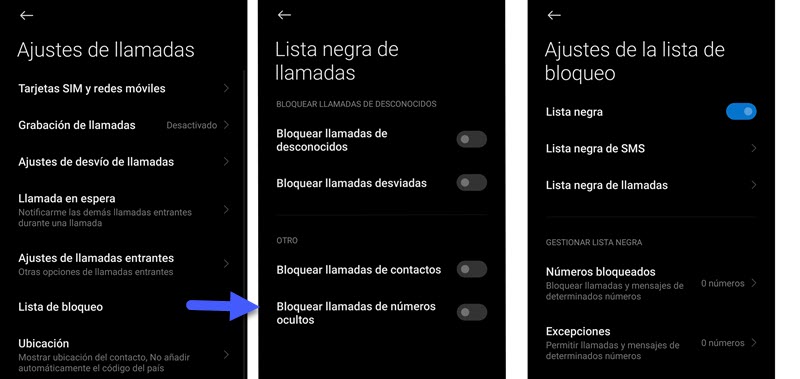 Cómo bloquear números privados y llamadas ocultas en Xiaomi 1