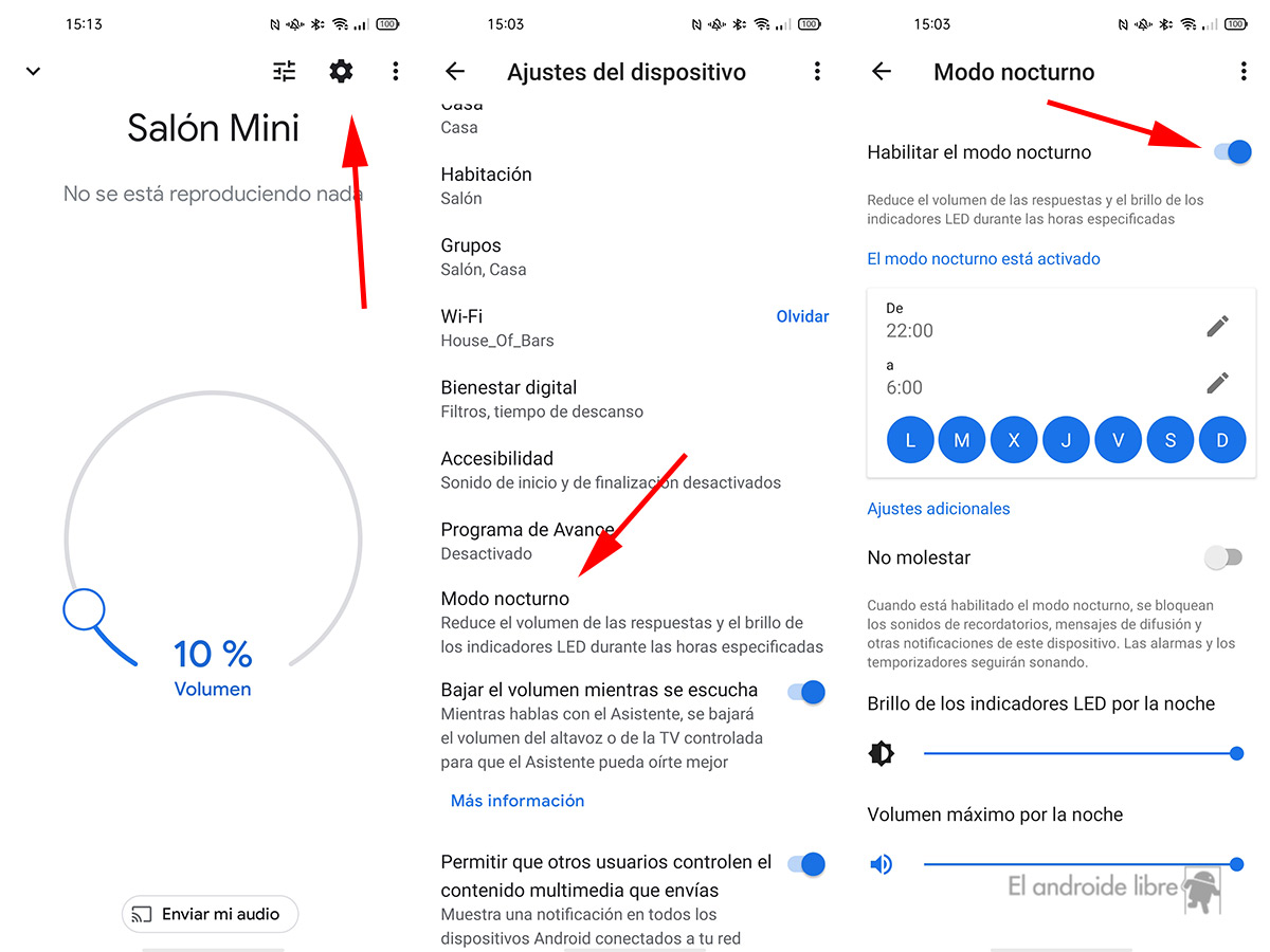 Cómo activar el modo nocturno en los altavoces de Google