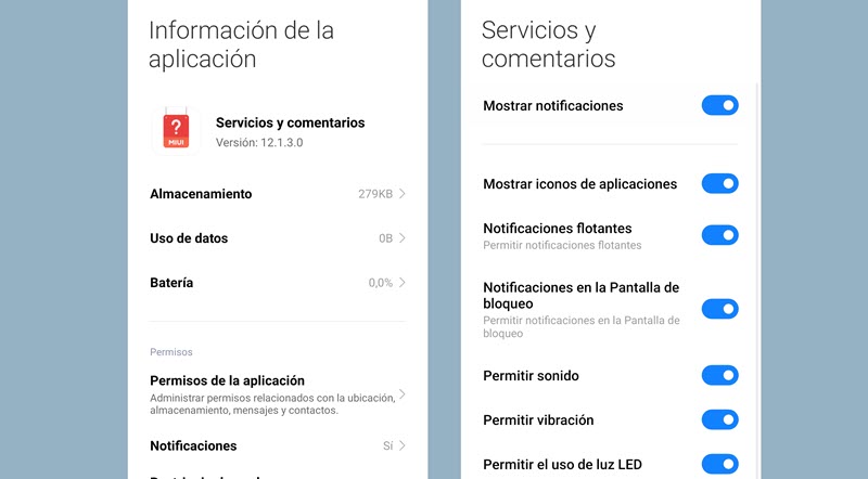 Cómo quitar la notificación Servicios y comentarios en Xiaomi 3