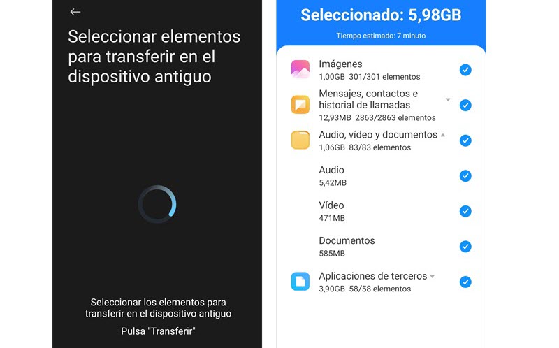 Cómo pasar datos de Samsung a Xiaomi de un móvil a otro 3