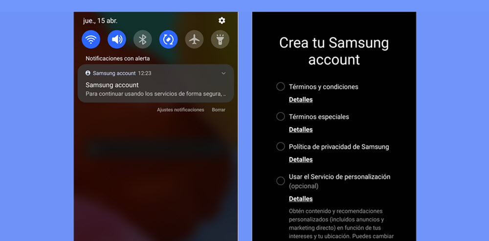 Cómo quitar la notificación constante de Samsung Account 1