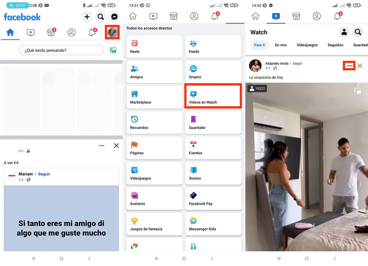 Como reducir la aparición de videos cortos en tu feed de Facebook paso 1 2 y 3