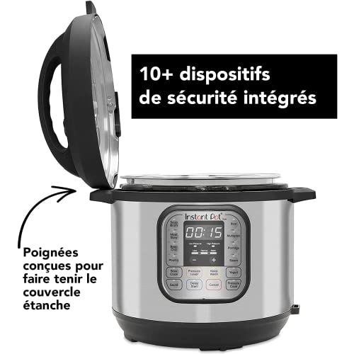 Instant Pot Duo 7 en 1 Olla a Presión Programable con 13 Programas para Cocción lenta, Arrocera, Yogurtera o Vaporera, Color Negro/Acero Inoxidable, 5.7 L