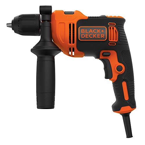 BLACK+DECKER BEH710K Taladro Percutor con Cable 710W Portabrocas 13mm Empuñadura lateral Incluye 4 Brocas y Maletín Naranja/Negro