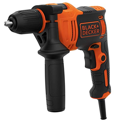 BLACK+DECKER BEH710K Taladro Percutor con Cable 710W Portabrocas 13mm Empuñadura lateral Incluye 4 Brocas y Maletín Naranja/Negro