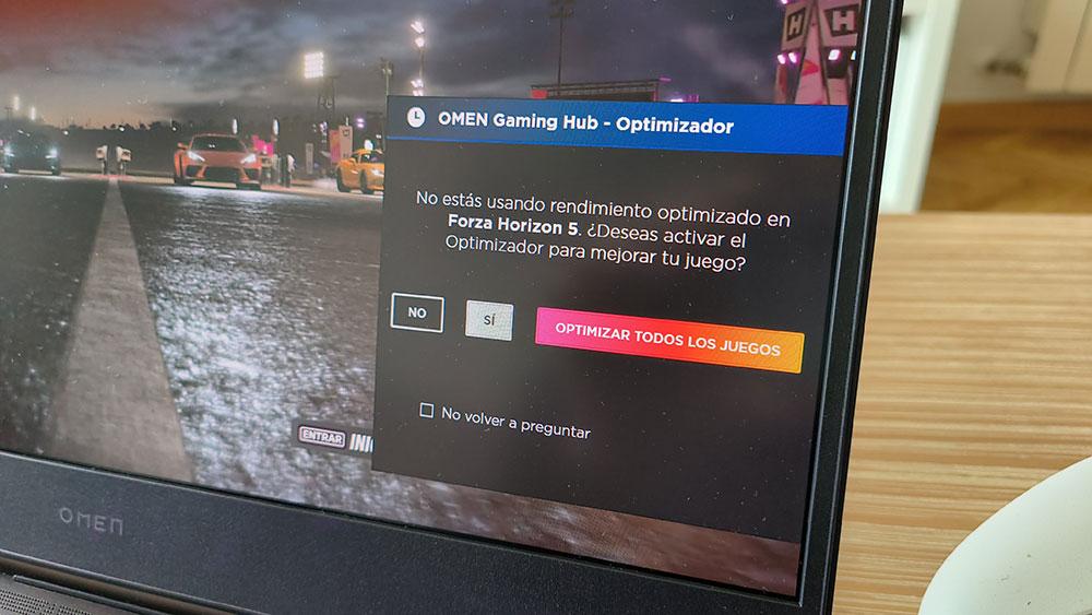 OMEN 16 de HP notificación del Optimizador de Juegos