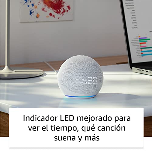 Nuevo Echo Dot (5.ª generación, modelo de 2022) con reloj | Altavoz inteligente con reloj y Alexa | Gris azulado