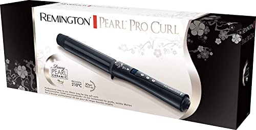 Remington CI9533 Pearl Pro Curl - Rizador de Pelo, Cerámica Avanzada, Crea Rizos Grandes y Ondas Suaves, Temperatura hasta 210°C, Digital, Punta Fría, Ondulador de Pelo con Barril de 32 mm, Negro