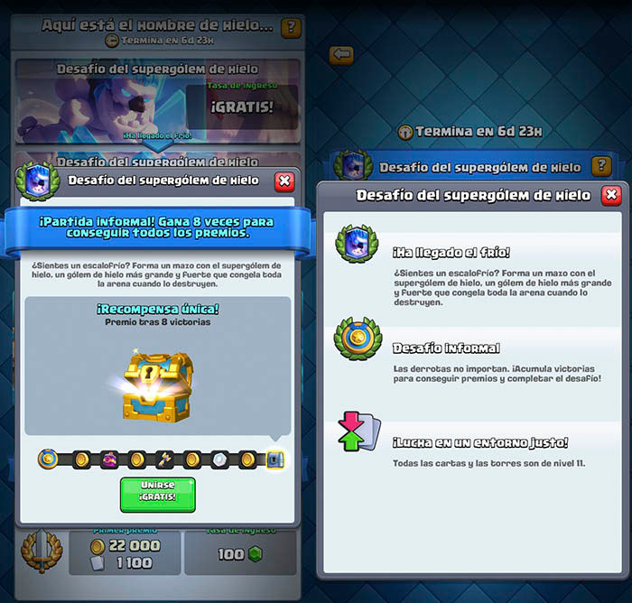 Mazos para ganar el Desafio del Supergolem de Hielo