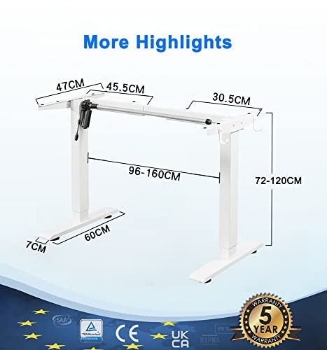 MAIDeSITe Escritorio ELÉCTRICO Soporte de Escritorio Ajustable en Altura, Escritorio de pie, Marco de 2 ETAPAS con Motor ÚNICO
