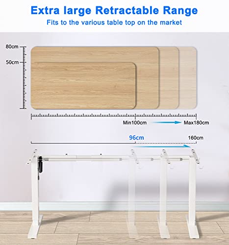 MAIDeSITe Escritorio ELÉCTRICO Soporte de Escritorio Ajustable en Altura, Escritorio de pie, Marco de 2 ETAPAS con Motor ÚNICO