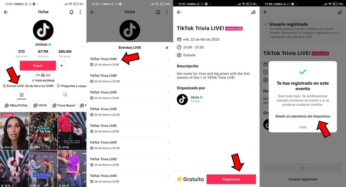 como participar en el concurso TikTok trivia por 500000 dolares