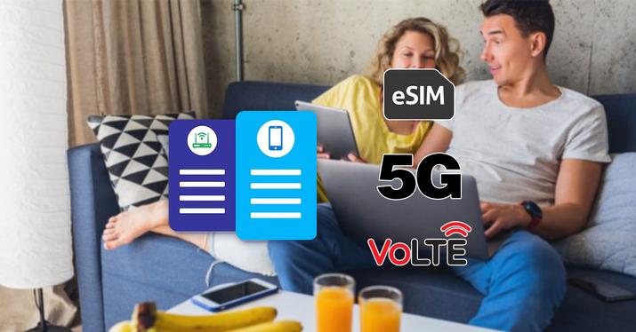 tarifa fibra y móvil 5G, VoLTE y eSIM