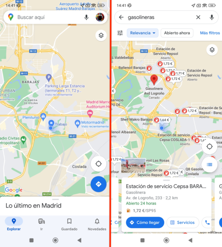 Gasolineras más baratas en Google Maps