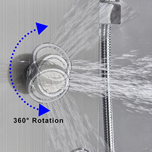 fyheast Columna de ducha hidromasaje, columna de ducha de acero inoxidable, con 8 chorros de masaje con pantalla LCD de la temperatura, sistema de ducha de pared, cepillado