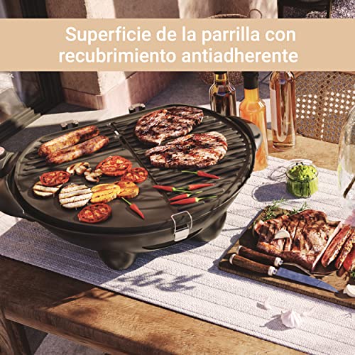 Barbacoa eléctrica SUNTEC BBQ-9493 | Uso exterior como barbacoa de sobremesa o con pie | Barbacoa para balcón, terraza, jardín y camping | Cocción eléctrica con máx. 2400 vatios | Soporte portátil