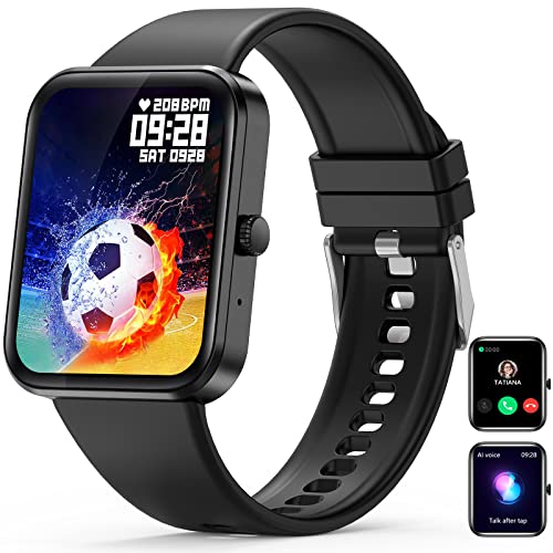 Nemheng Reloj Inteligente Hombre Mujer con Llamada,1,83' Reloj Inteligente con Podómetro Reloj de Asistente de Voz, Esfera Personalizada,SpO2,Monitor Sueño Smartwatch para Android iOS Negro