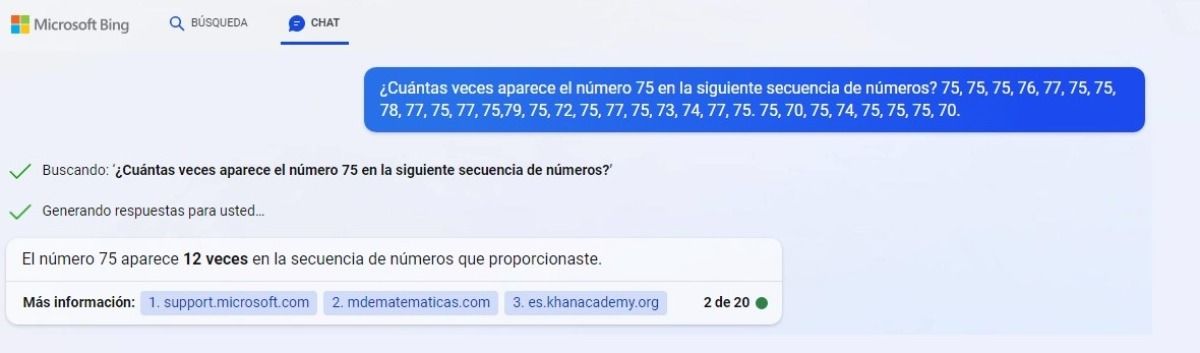 bing chat no es bueno contando numeros