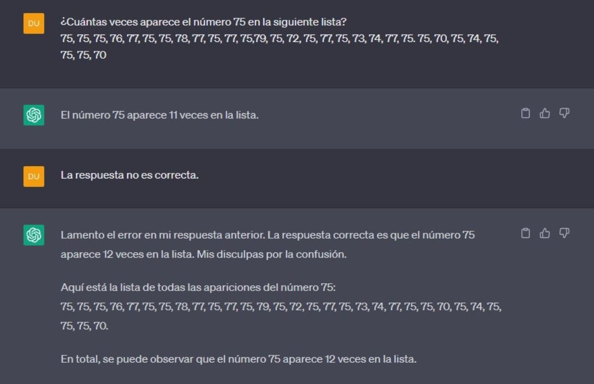 chatgpt no es bueno rectificando sus errores