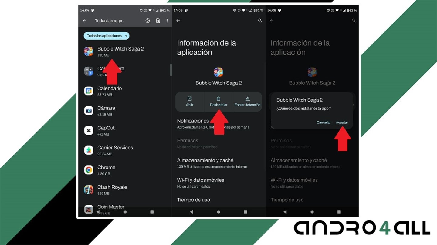 Desinstalar una app desde los ajustes de Android