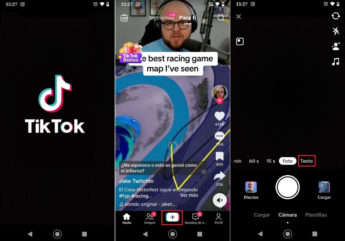 Como publicar historias de texto en TikTok