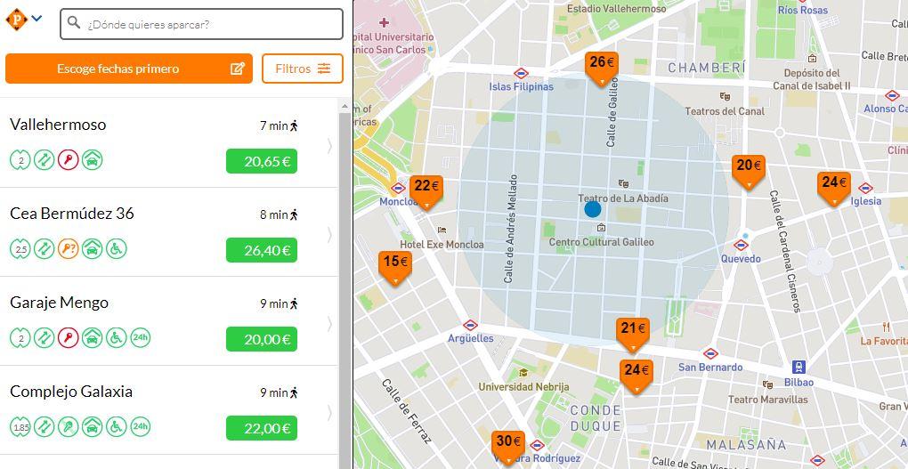 Aparcamientos con Parkimeter