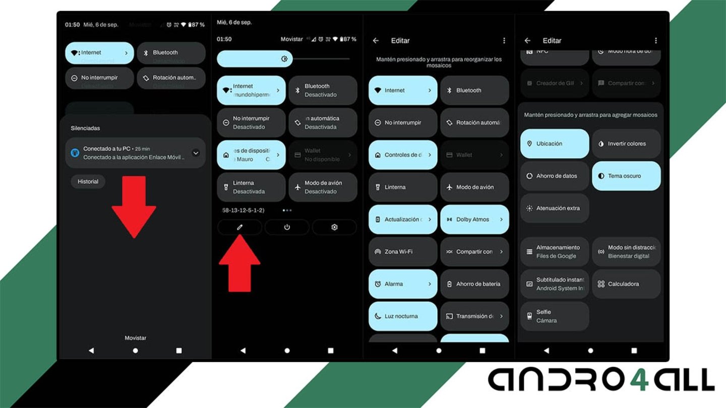 Cambiar ajustes rapidos en Android