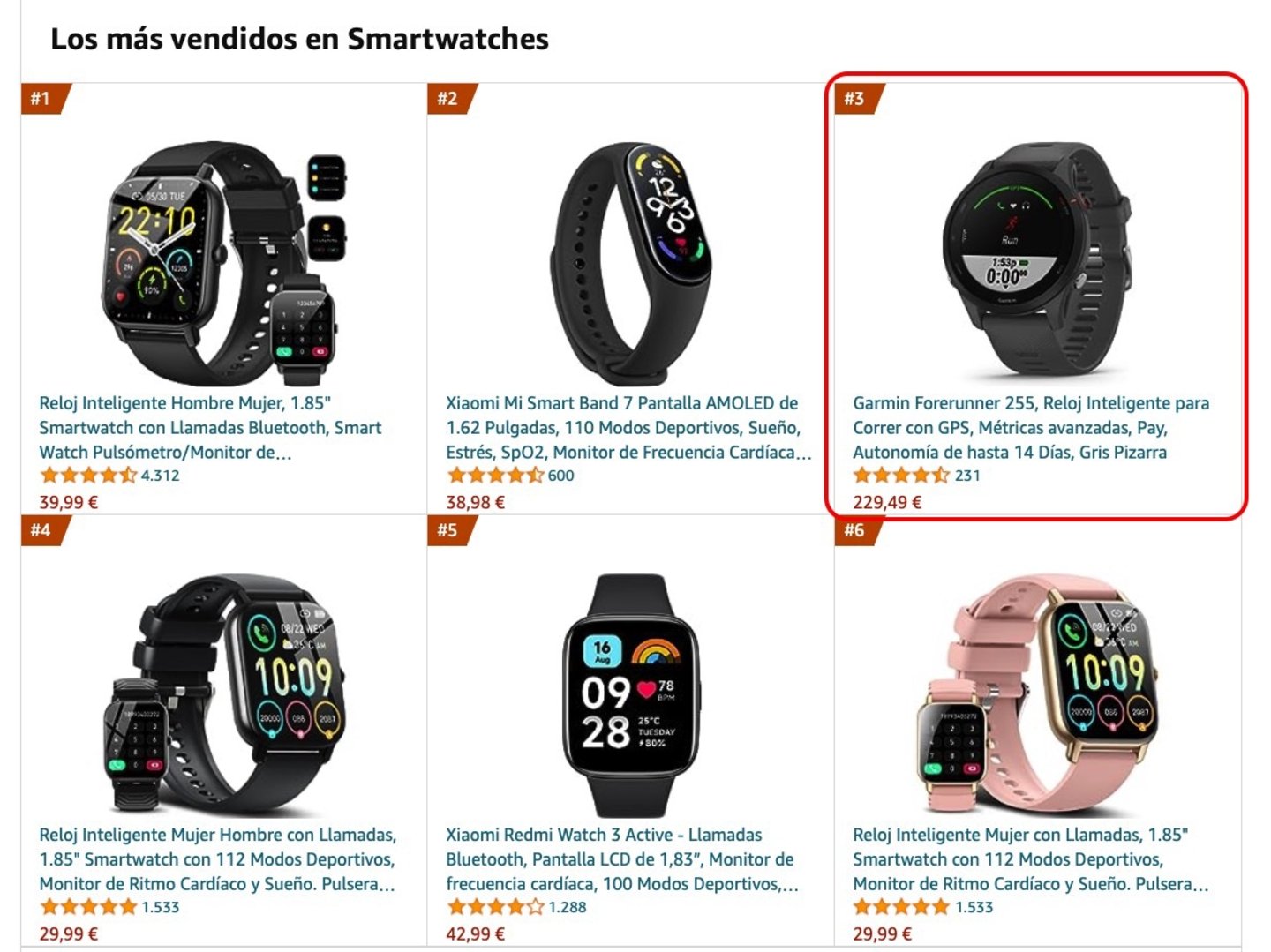 smartwatches mas vendidos