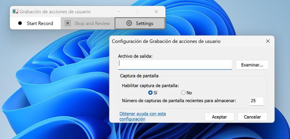 Herramienta Grabación acciones de usuario en Windows