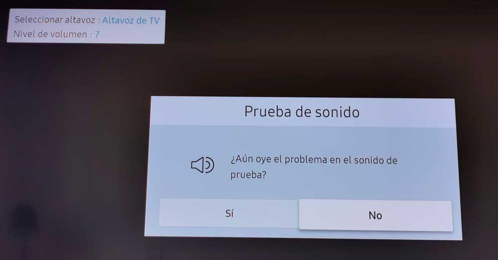 Prueba de sonido Autodiagnostico Samsung