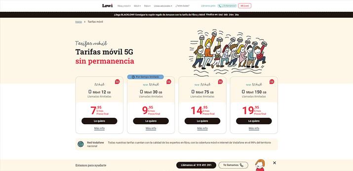 Tarifas móvil Lowi (noviembre 2023)