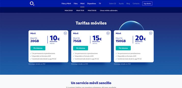 Tarifas de sólo móvil en el operador O2