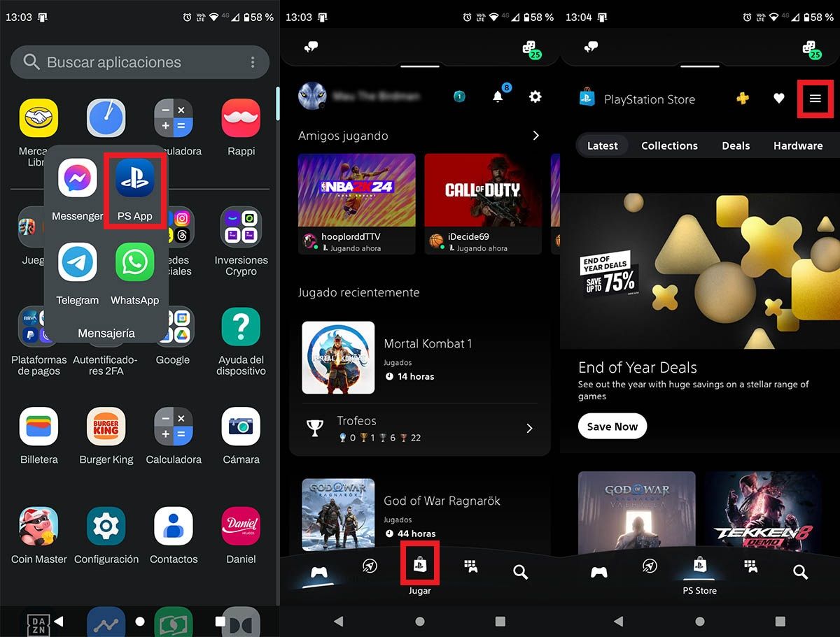 Abrir la app de PlayStation desde el móvil