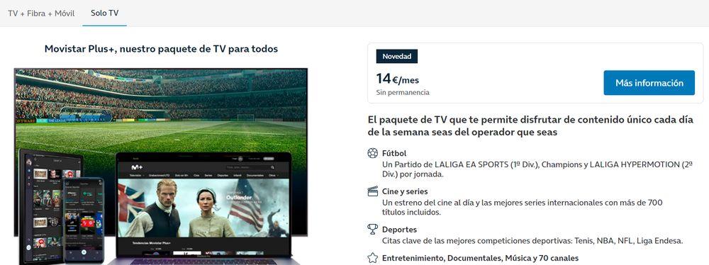 Precio diciembre 2023 de Movistar Plus+