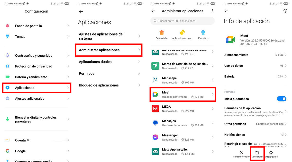 Cómo desinstalar Google Meet en Android normalmente 2