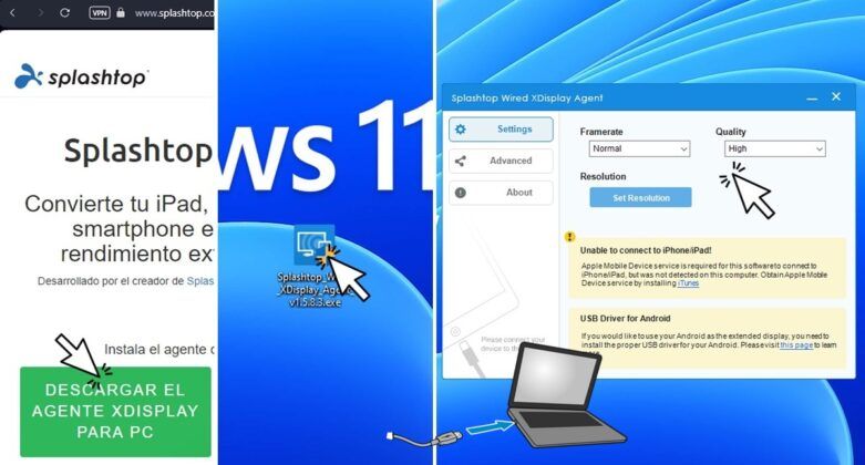 Instala el programa Splashtop Wired XDisplay en tu PC con Windows