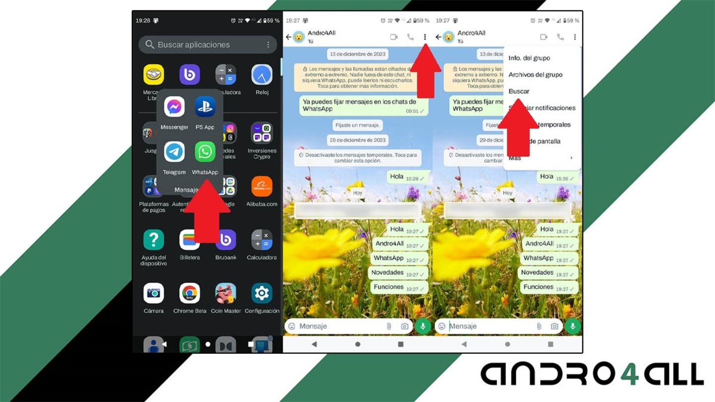 Buscar mensajes en un chat de WhatsApp