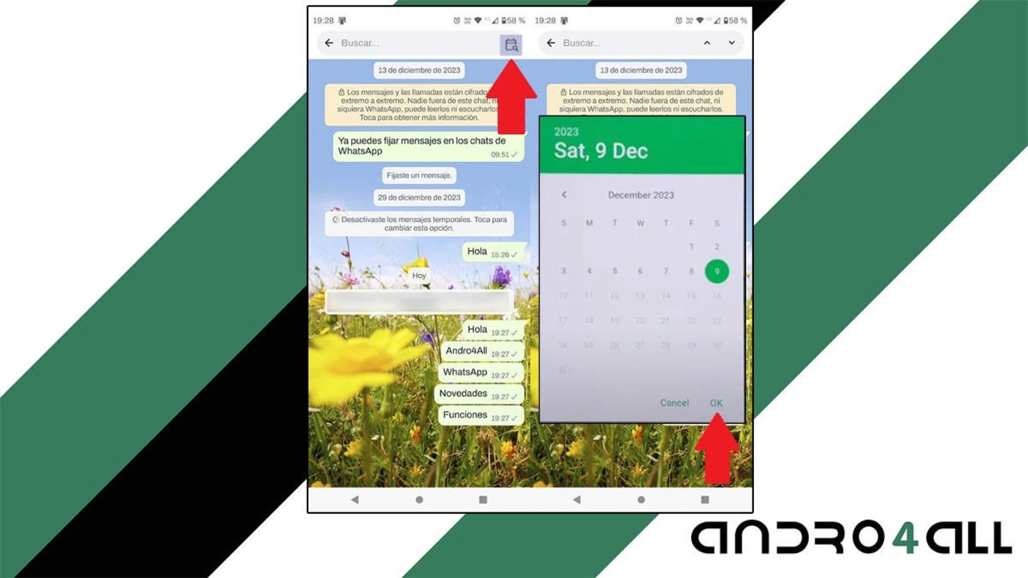 Buscar mensajes por fecha en WhatsApp