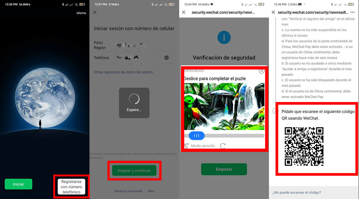 crearte una cuenta en WeChat copia