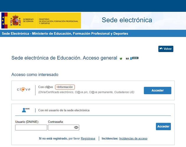 Registro Ministerio de Educación, Formación Profesional y Deportes