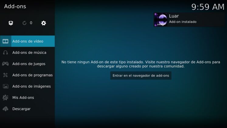 como instalar luar en kodi - paso 10